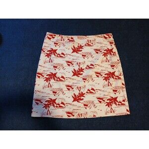Talbots  Coastal Print  Skirt Red/ White Sailboat Print Lined NWT   10